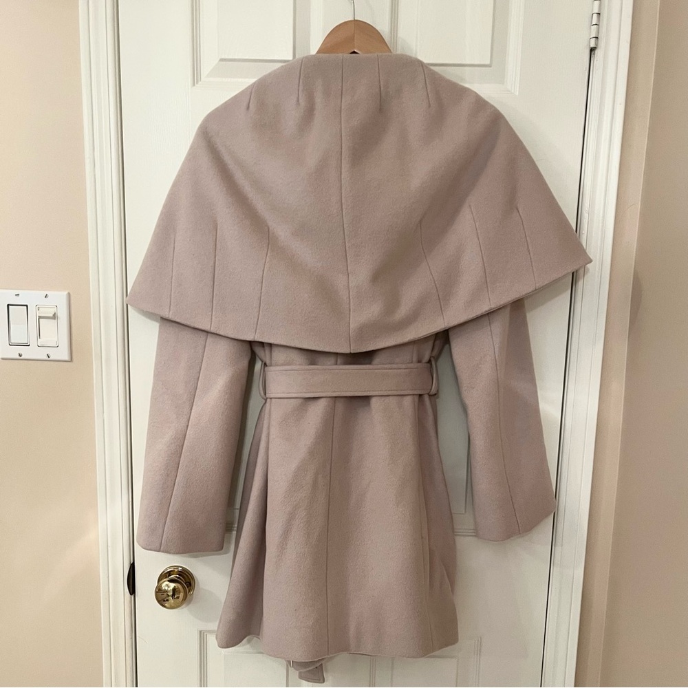 T Tahari Wool Blend Wrap Coat Shawl Collar Belted Women’s Size L - Picture 3 of 15